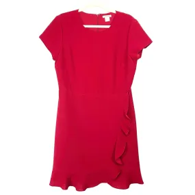 Club Monaco Red Ruffle Faux Wrap Dress- Size 12