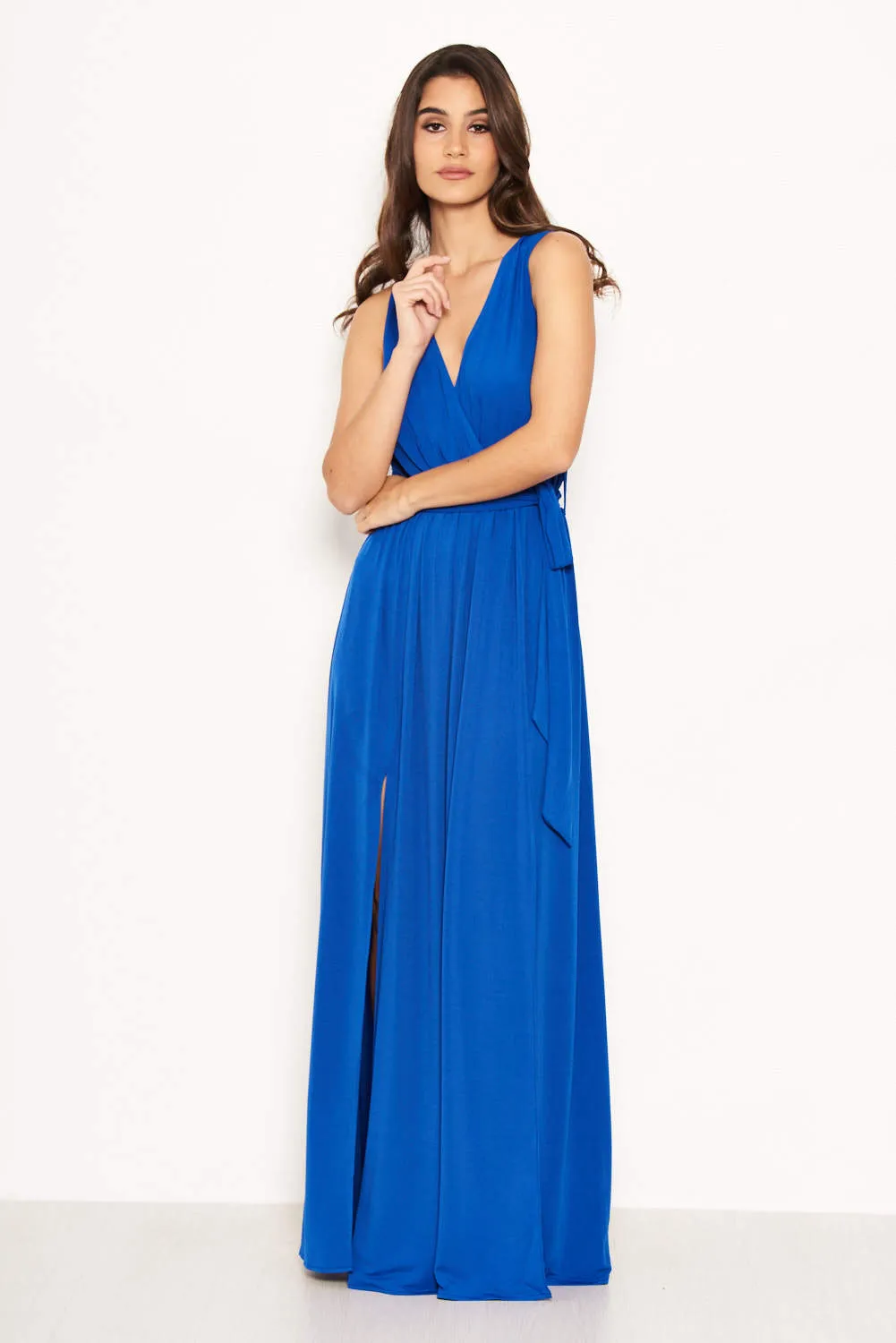 Cobalt Wrap Front Maxi Dress