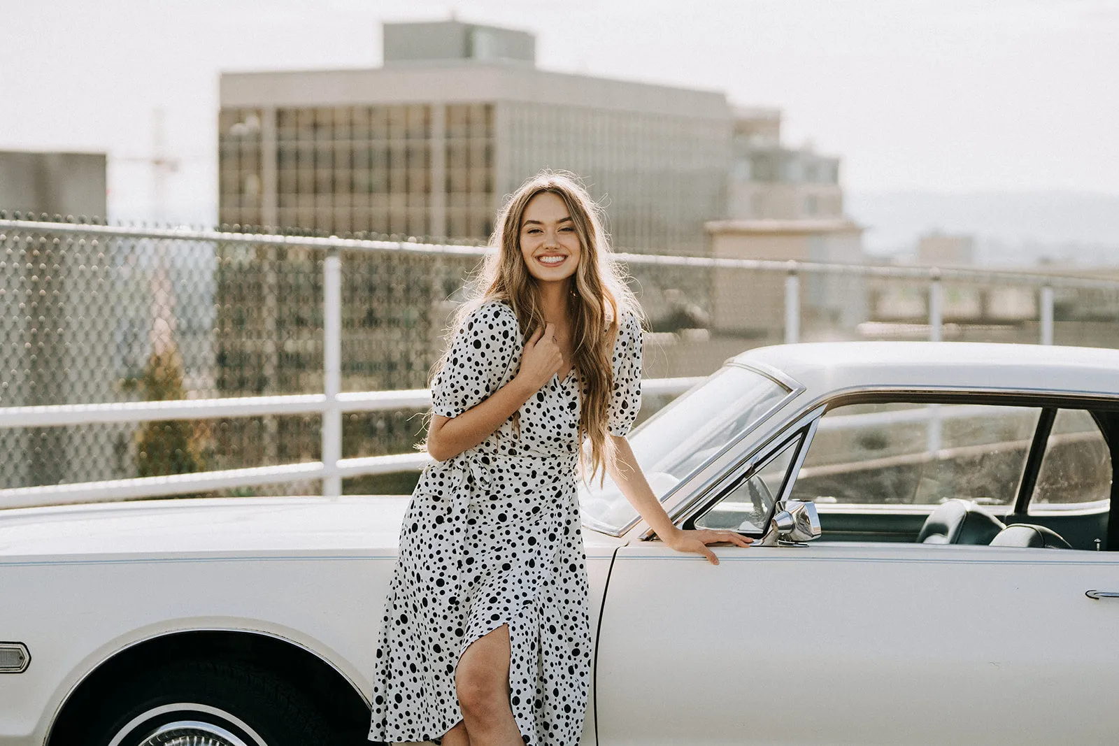 Coco Dress | White Polka Dot