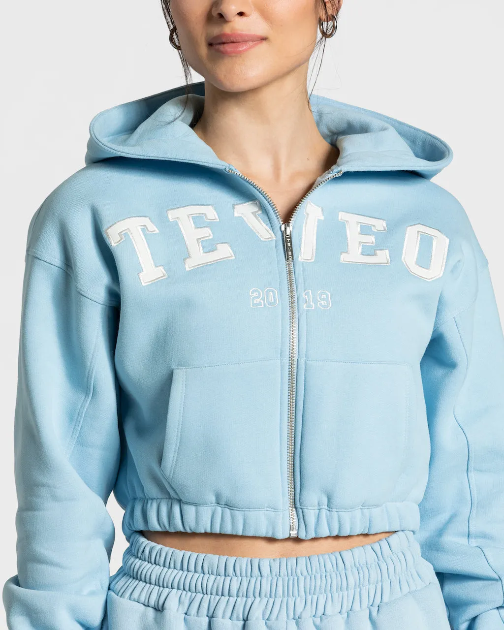 College Zip Hoodie "Babyblau"