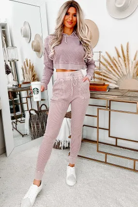 Comfy Vibes Thermal Knit Joggers (Dusty Pink)