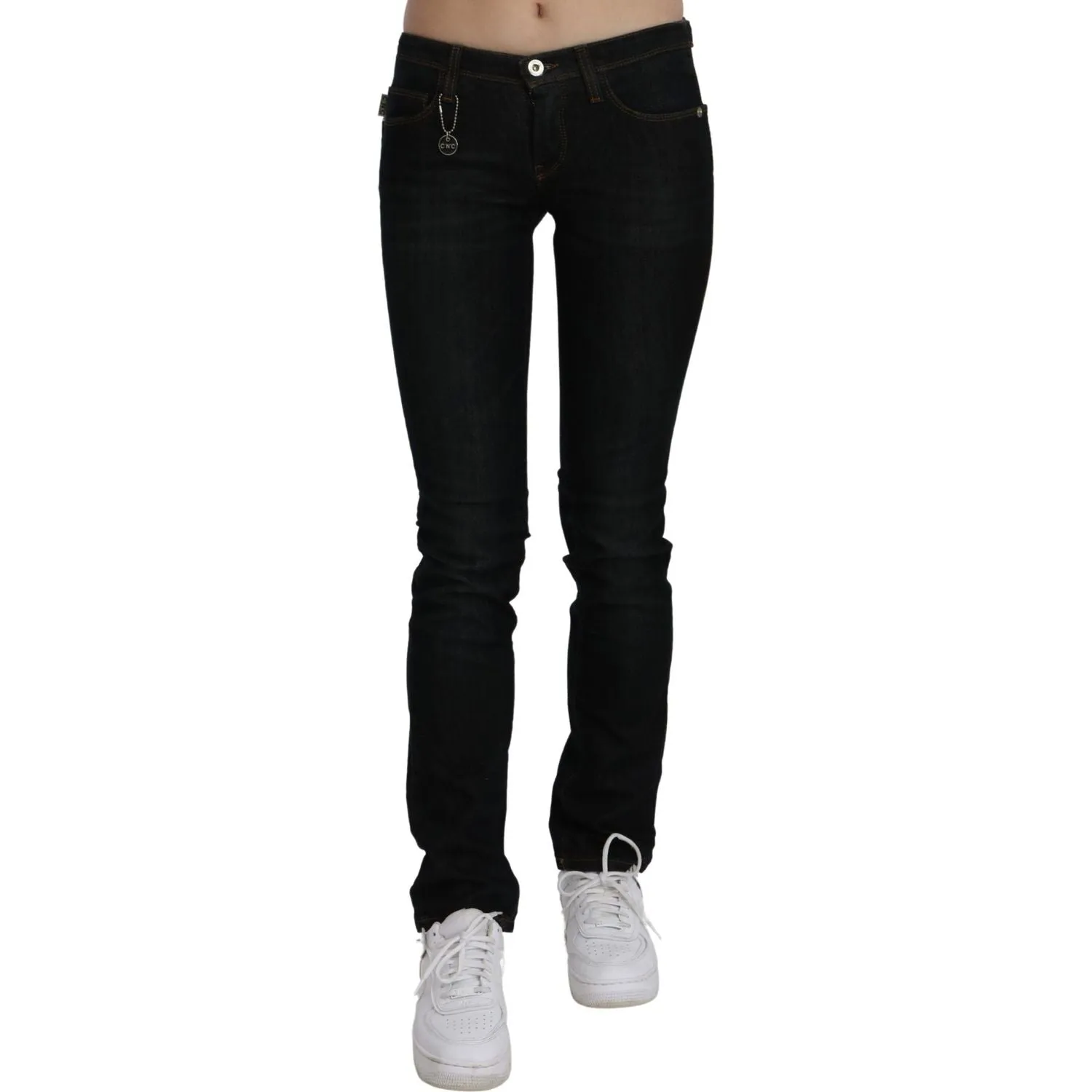 Costume National Chic Black Mid Waist Slim Fit Denim Jeans