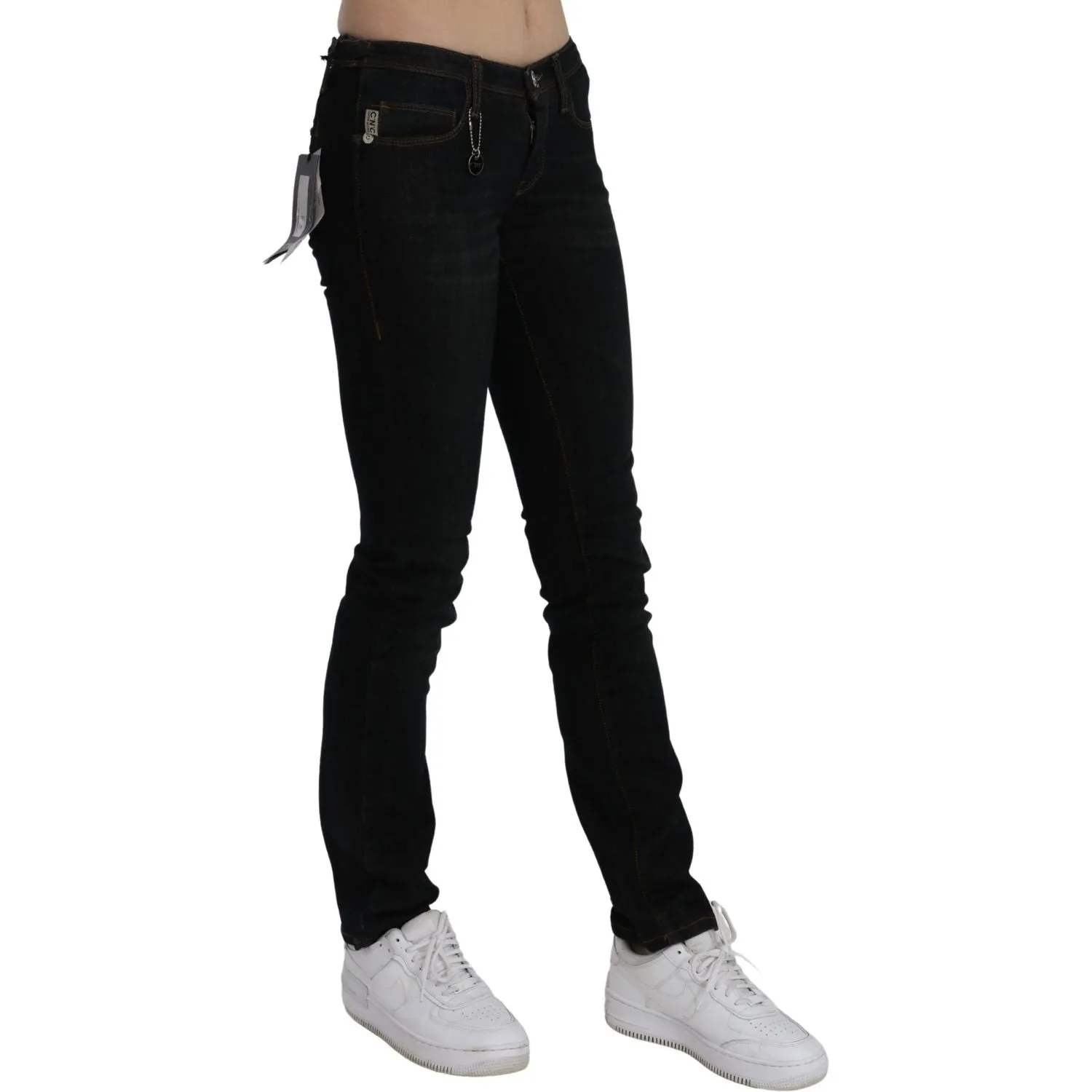 Costume National Chic Black Mid Waist Slim Fit Denim Jeans