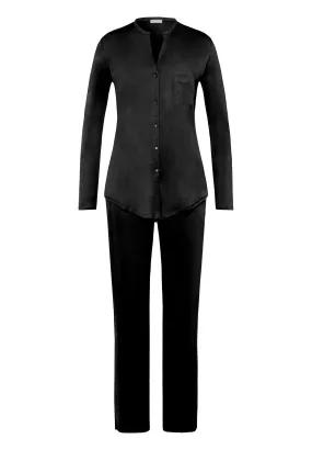 Cotton Deluxe Cotton Button Front Pajama Set  | Black 77956-019