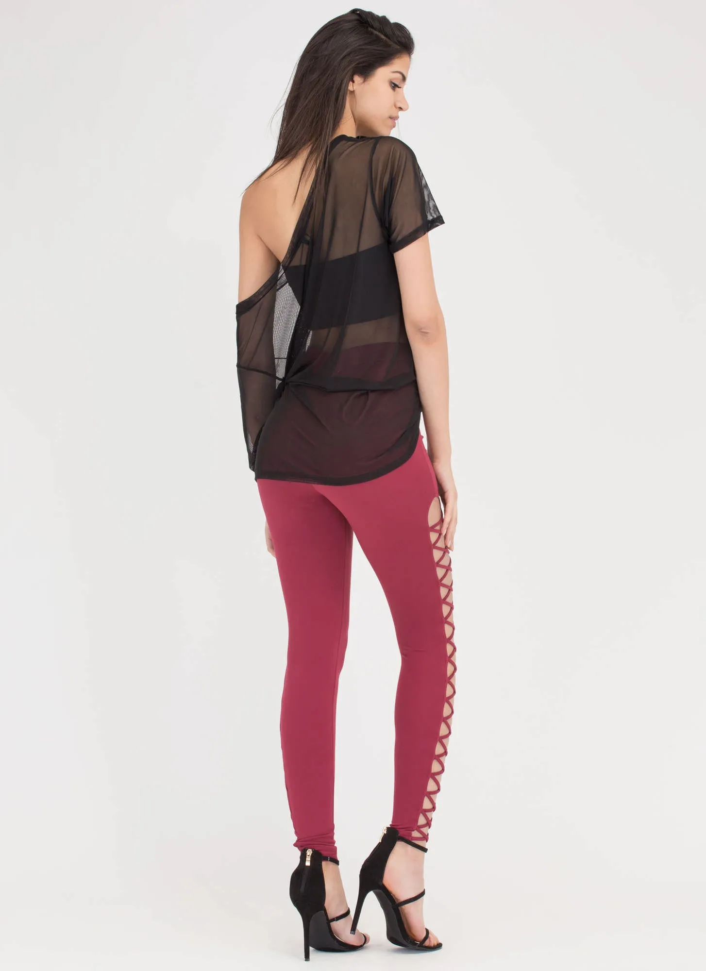 Crisscross Over Cut-Out Caged Pants