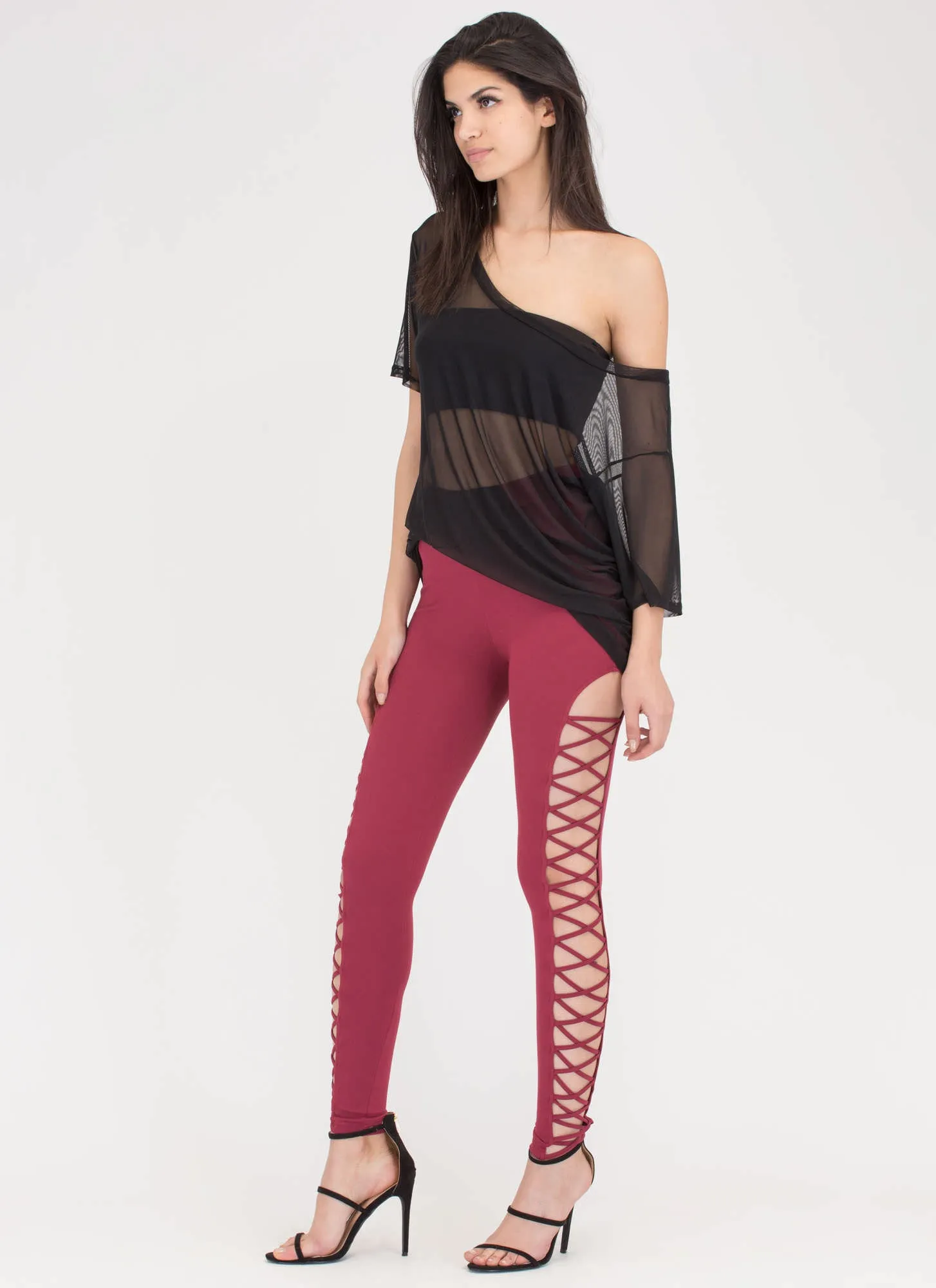 Crisscross Over Cut-Out Caged Pants