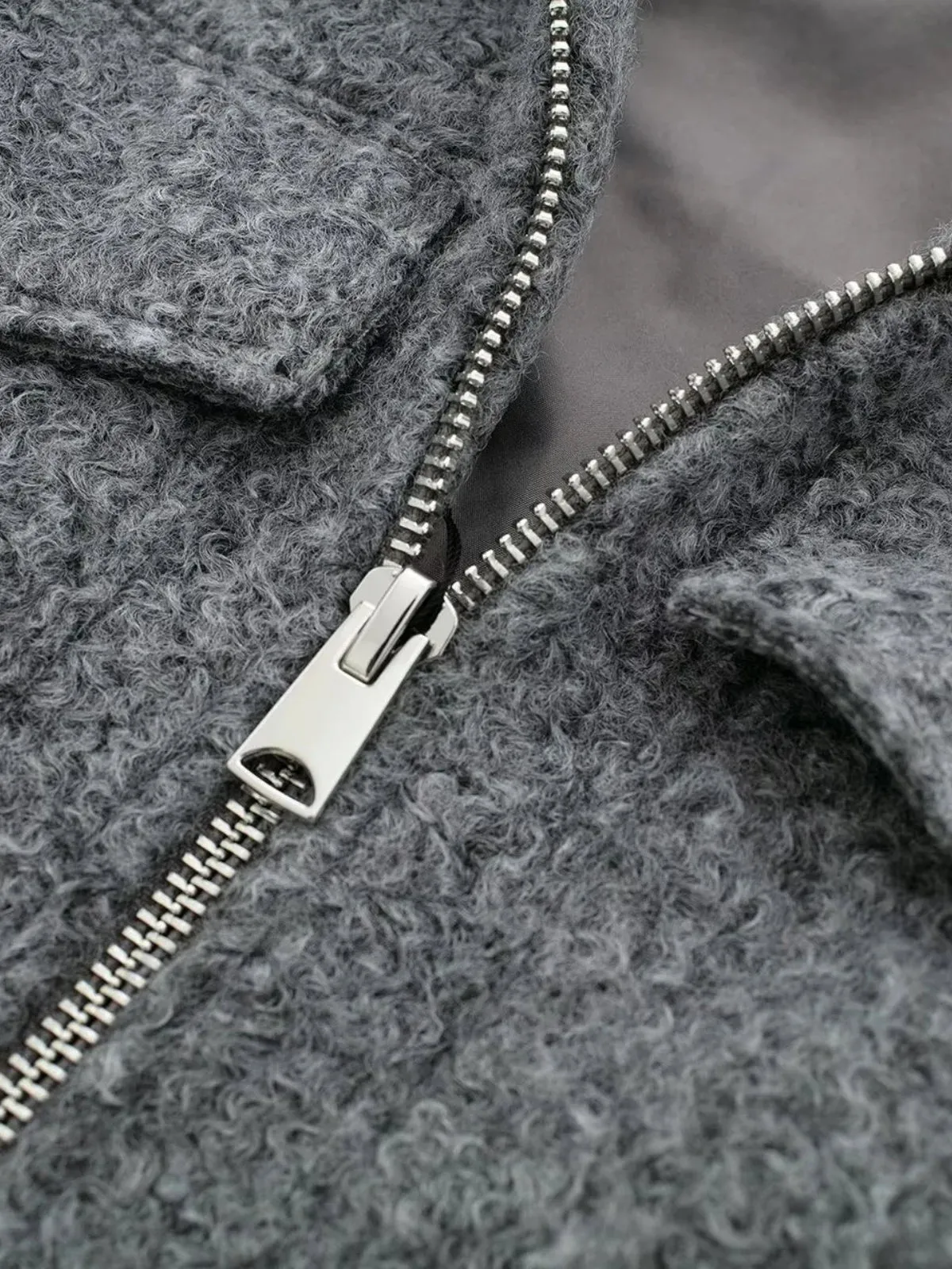 Cropped Wool Utility Zip Jacket