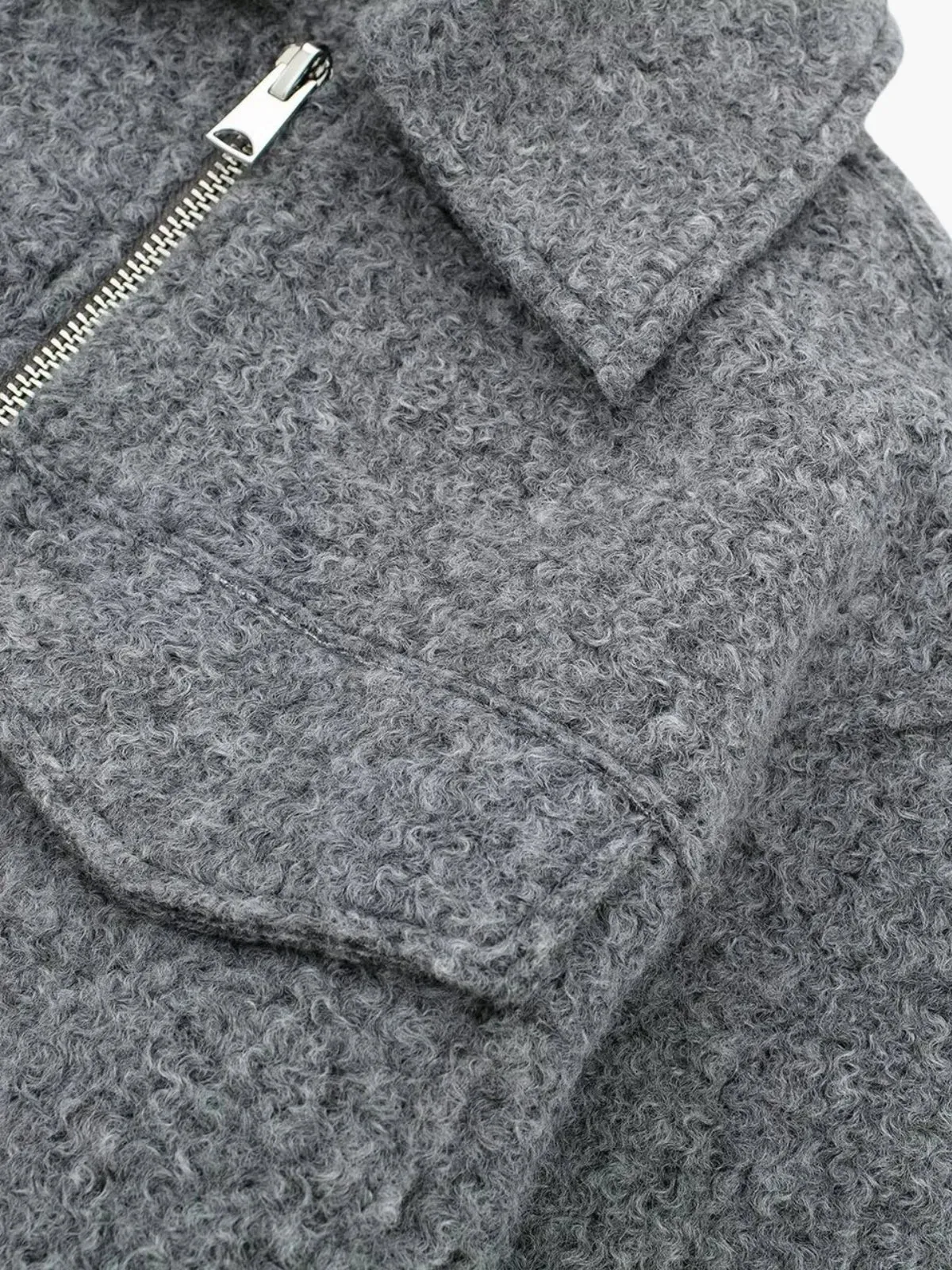 Cropped Wool Utility Zip Jacket