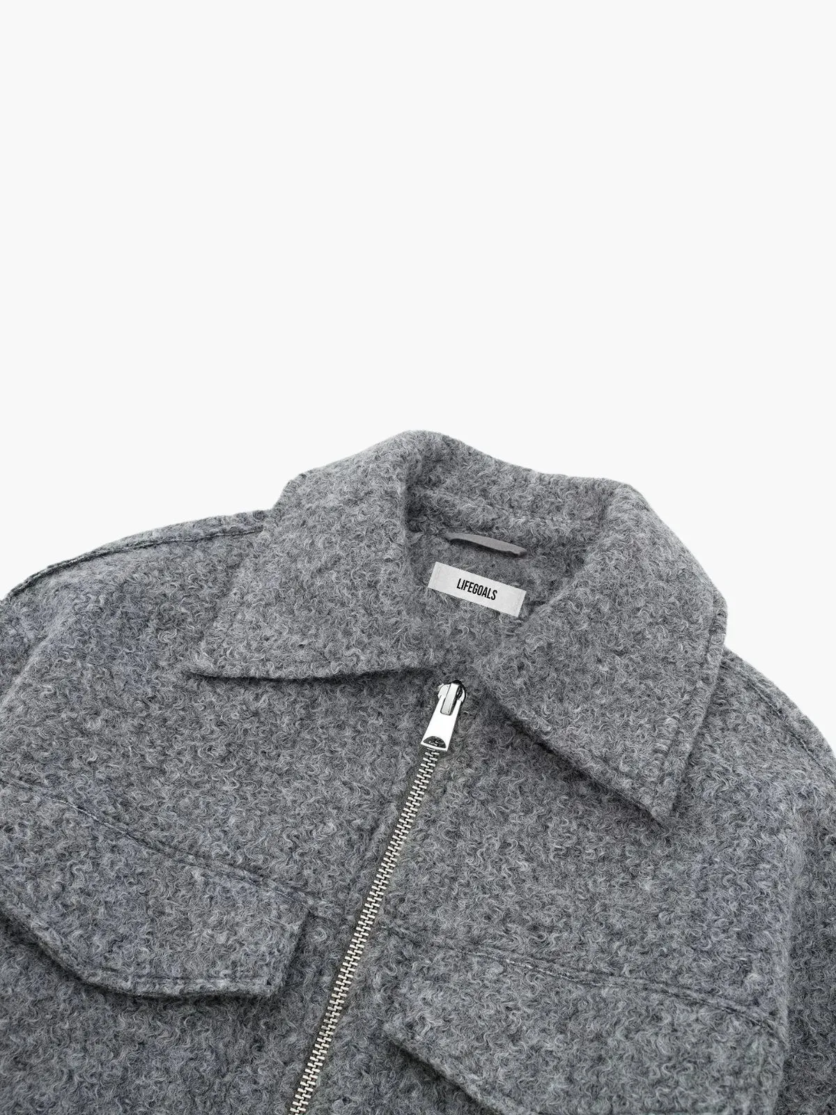 Cropped Wool Utility Zip Jacket