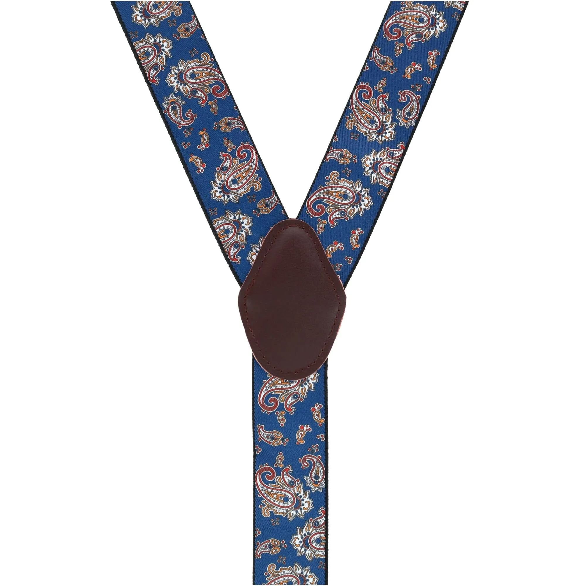 CTM® Men's 1.375 Inch Wide Paisley Print Double Clip-End Suspenders