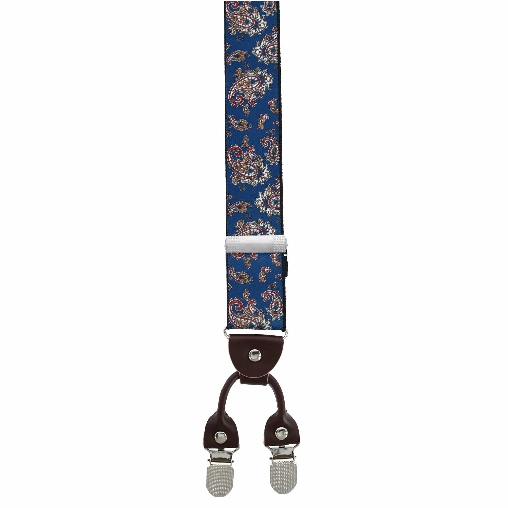 CTM® Men's 1.375 Inch Wide Paisley Print Double Clip-End Suspenders