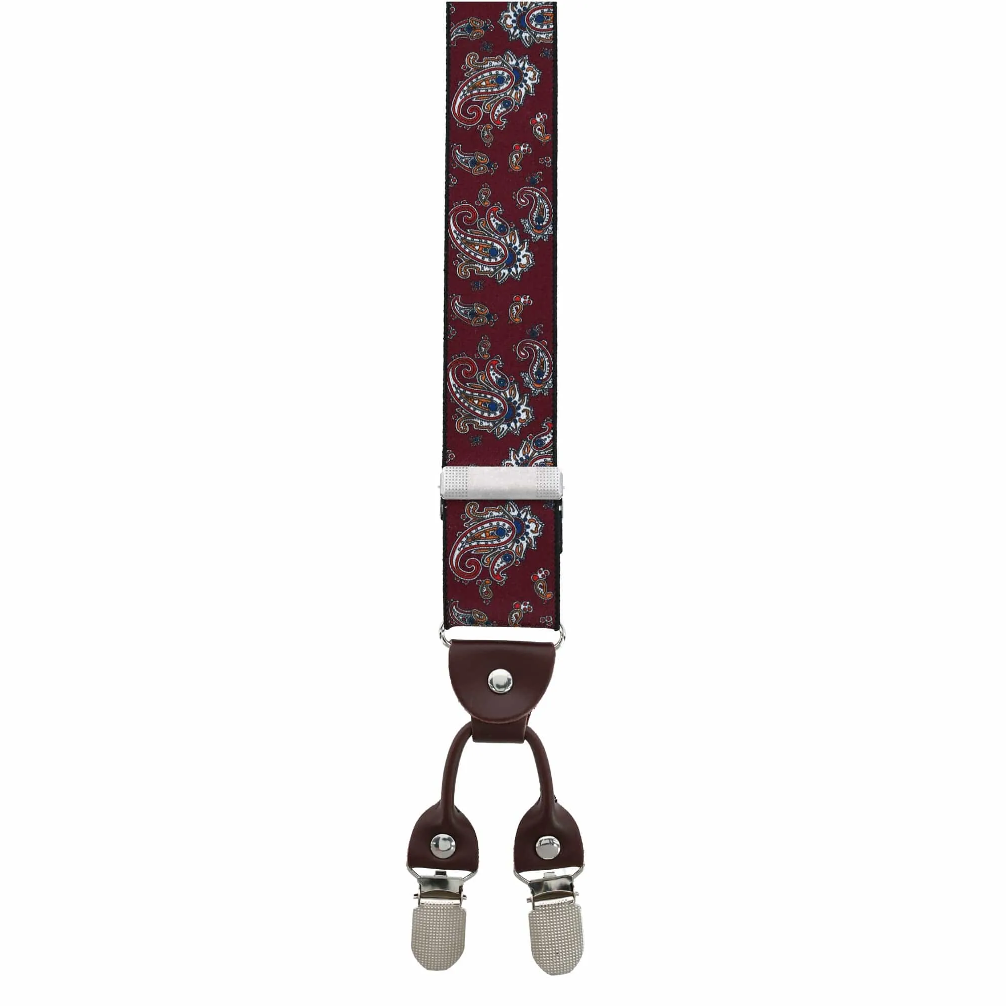 CTM® Men's 1.375 Inch Wide Paisley Print Double Clip-End Suspenders