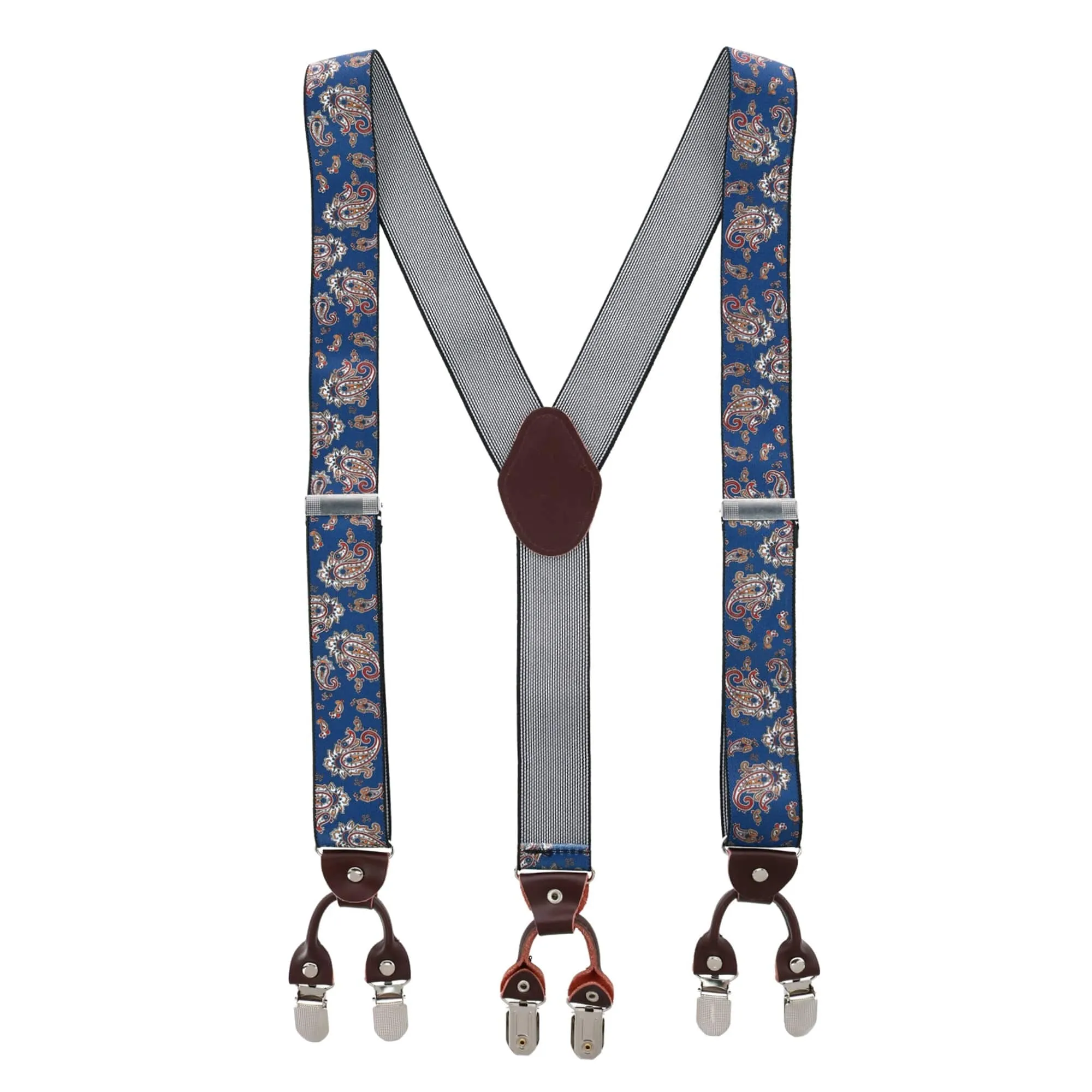 CTM® Men's 1.375 Inch Wide Paisley Print Double Clip-End Suspenders