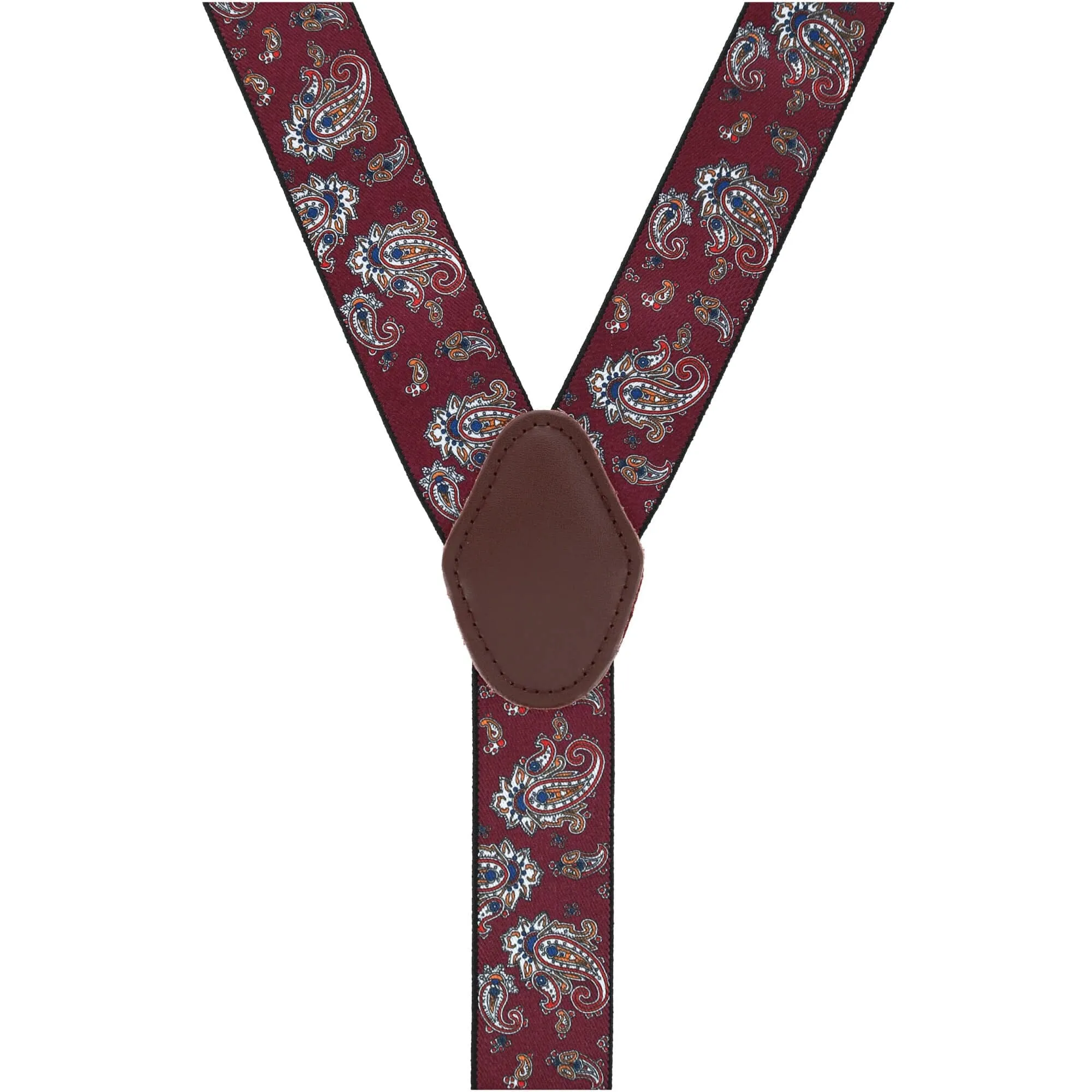 CTM® Men's 1.375 Inch Wide Paisley Print Double Clip-End Suspenders