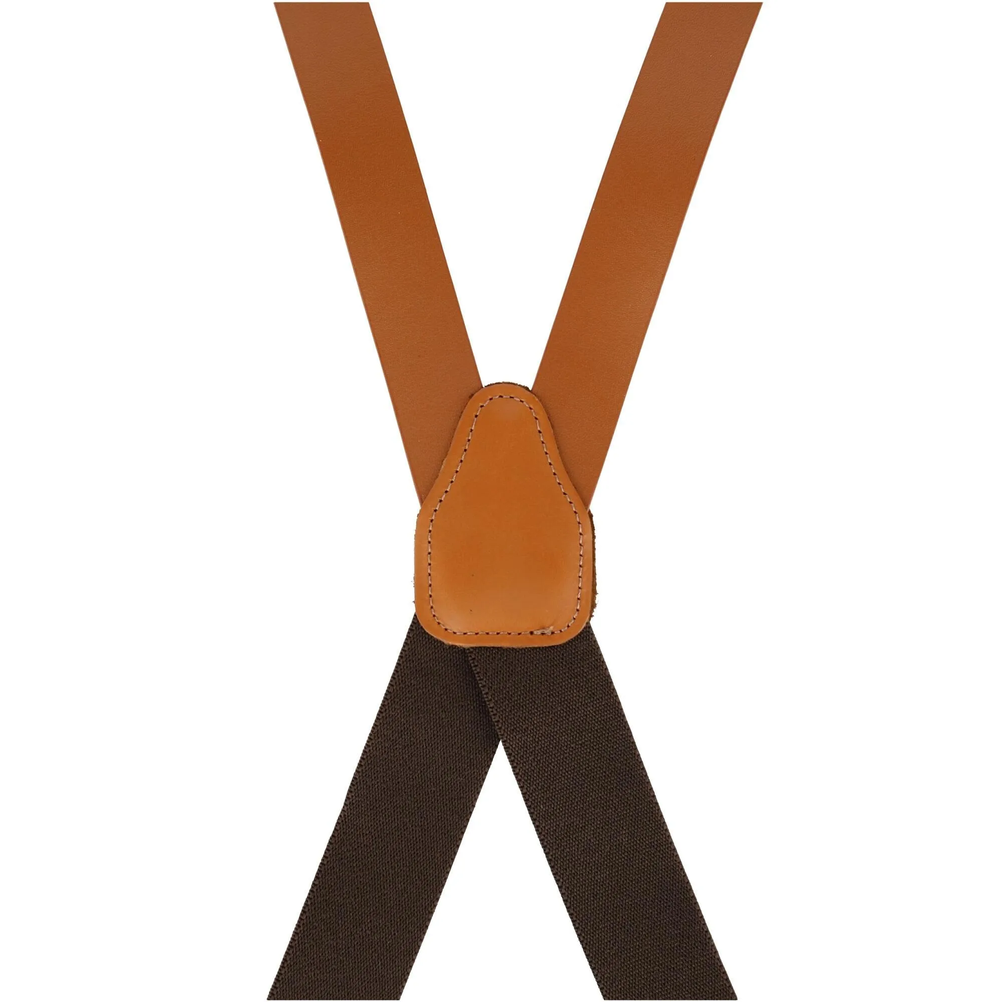 CTM® Men's Big & Tall Smooth Coated Leather Suspenders with Metal Swivel Hook End