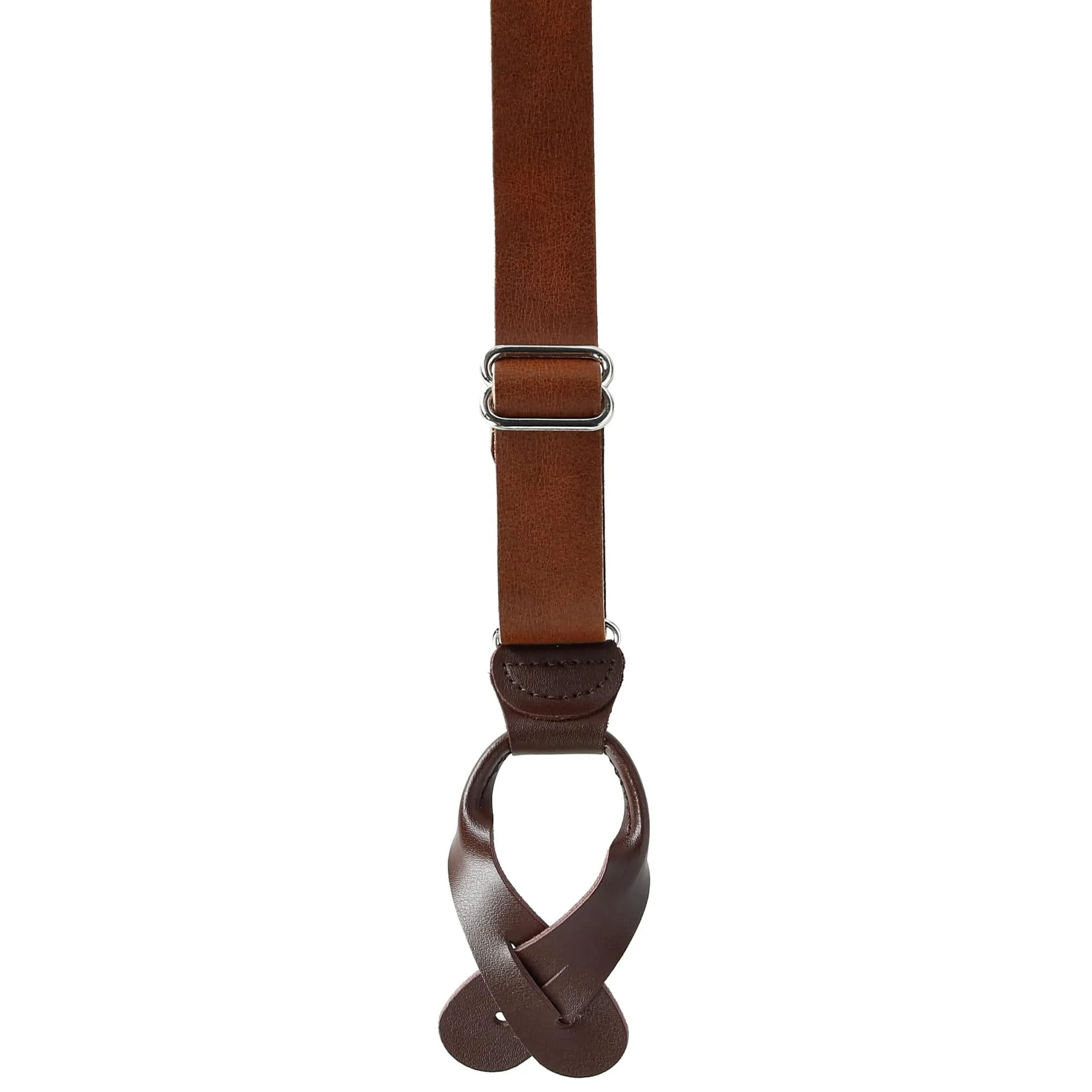 CTM® Men's Coated Leather Button-End 1 Inch Suspenders