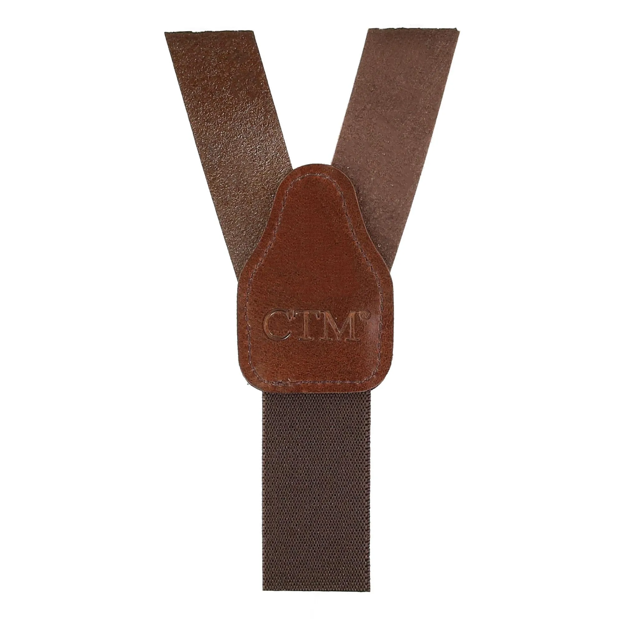 CTM® Men's Coated Leather Button-End 1 Inch Suspenders