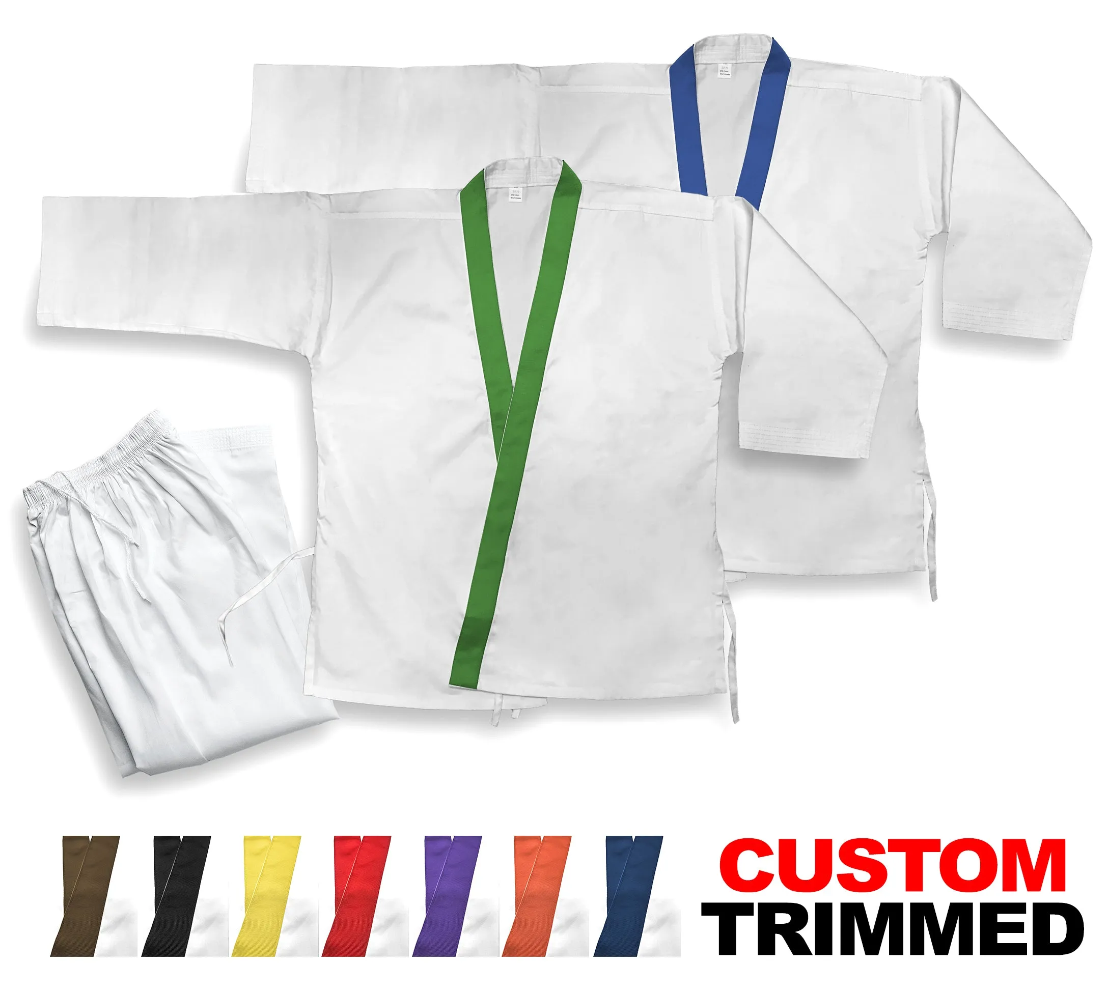 Custom Striped Lapel, Uniform,  Light Weight, White