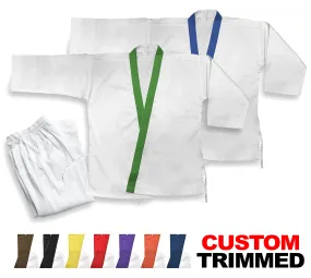 Custom Striped Lapel, Uniform,  Light Weight, White