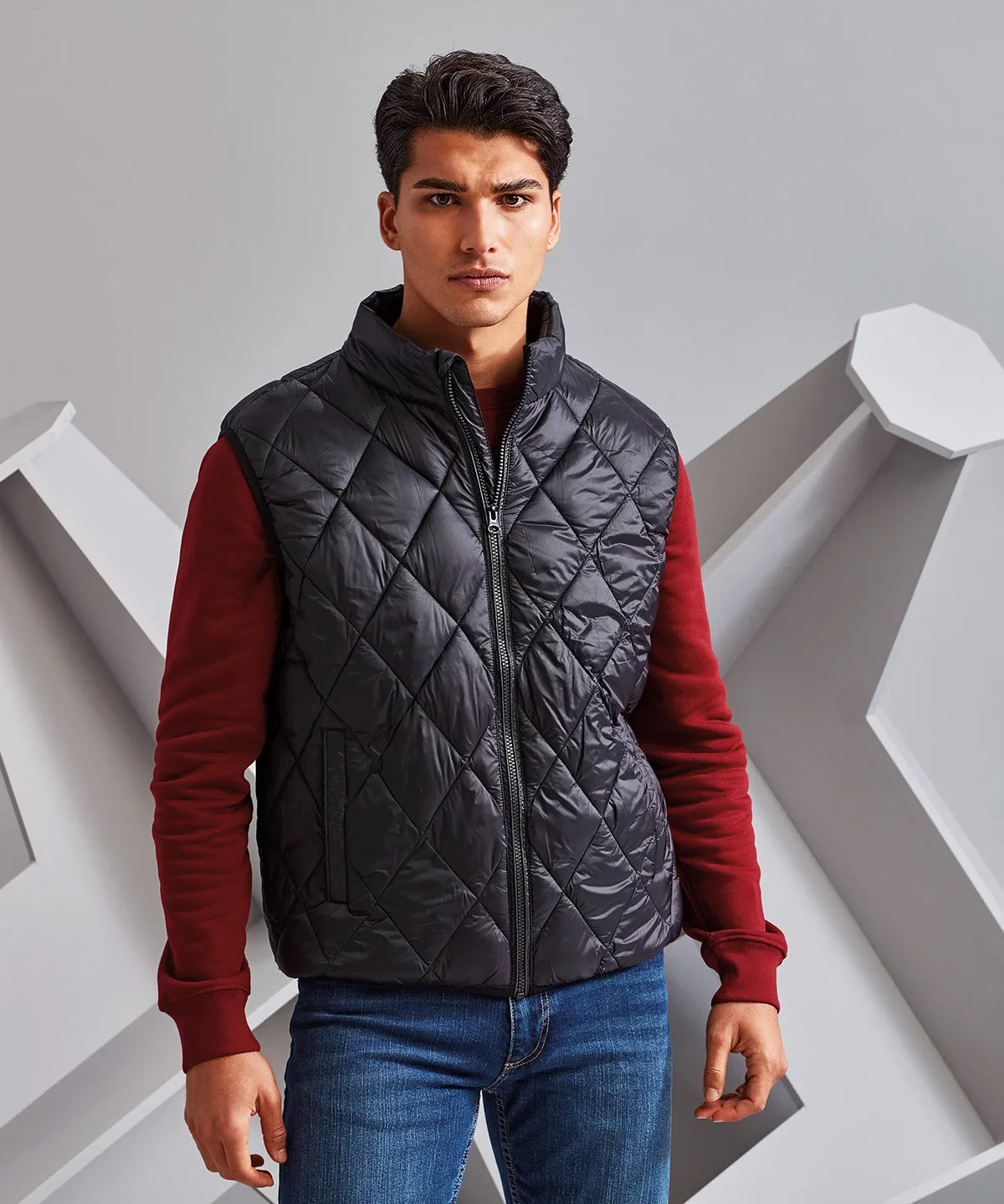 Diamond pane padded gilet | Navy