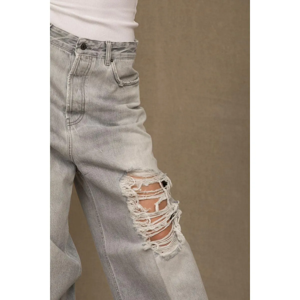 Don The Fuller Elegance in Denim: Chic Grey Cotton Jeans