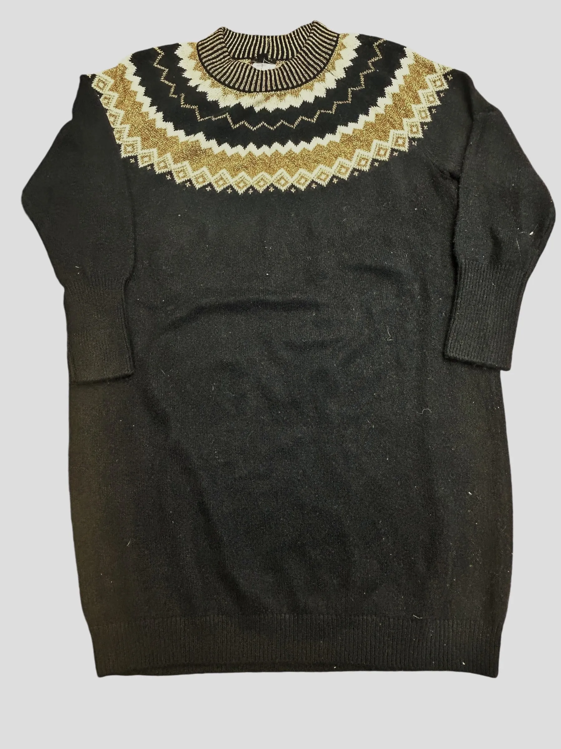 Dress Sweater By Ann Taylor In Black & Gold, Size: M