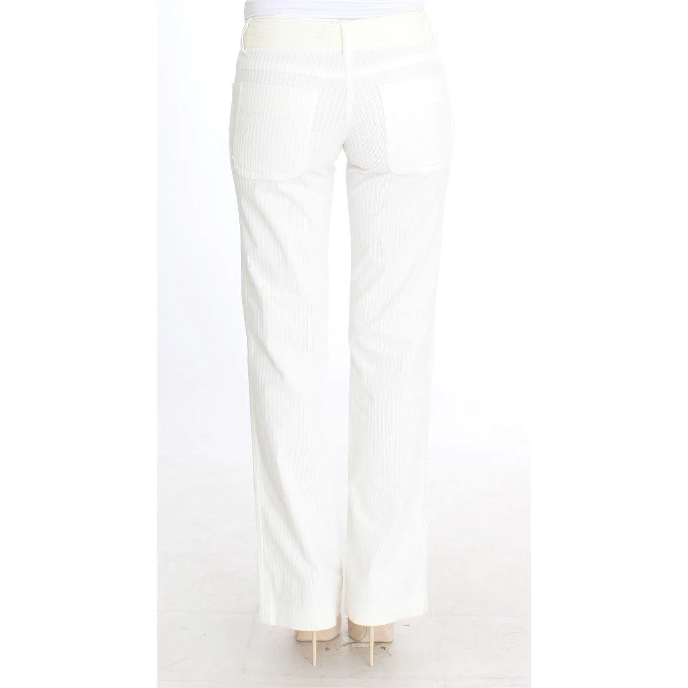 Ermanno Scervino Chic White Striped Straight Fit Pants