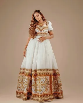 Exquisite Brown and Sparkly Habesha Wedding Dress Beautiful Habesha Dress