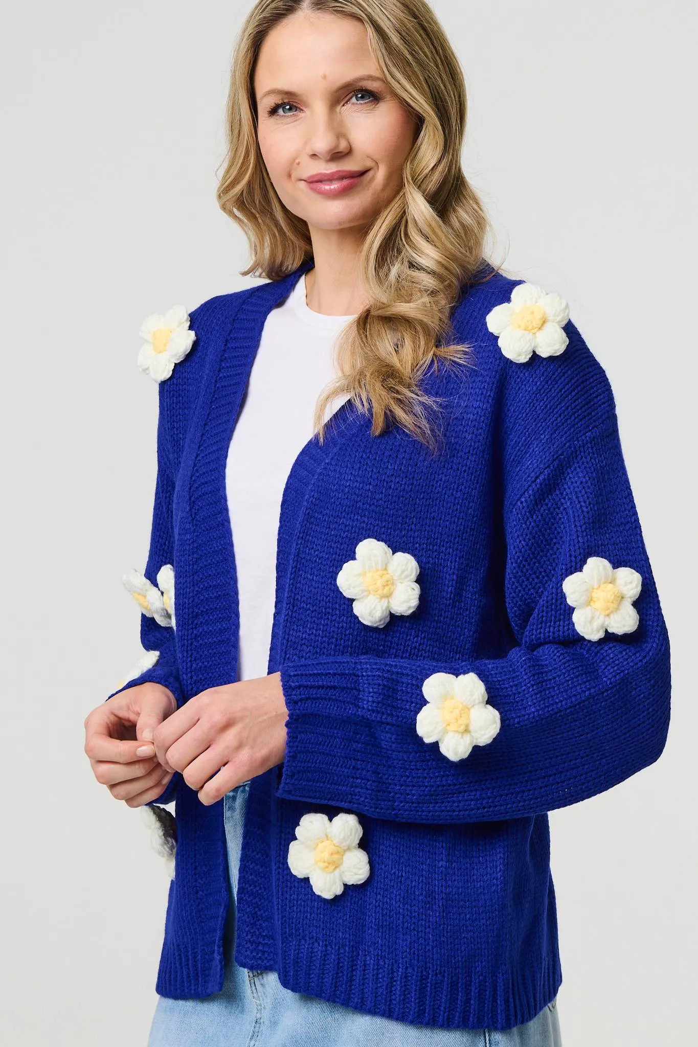 Floral Crochet Embellished Wrap Cardigan