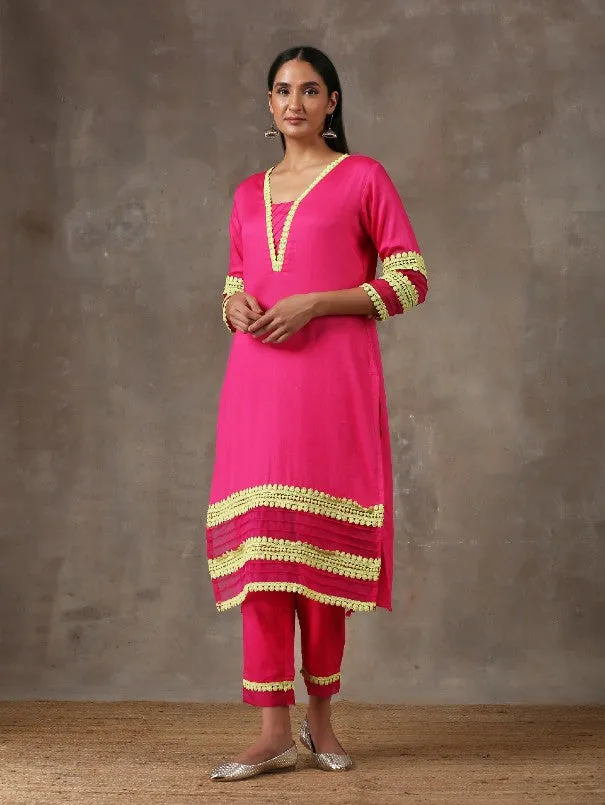 Fuschia Cotton Kurta Set (Set of 2)