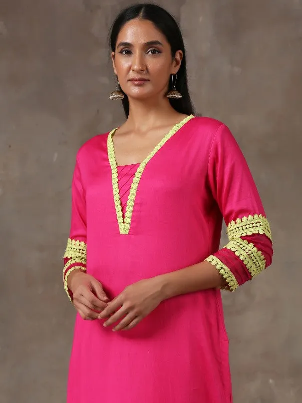 Fuschia Cotton Kurta Set (Set of 2)