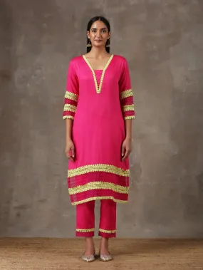 Fuschia Cotton Kurta Set (Set of 2)