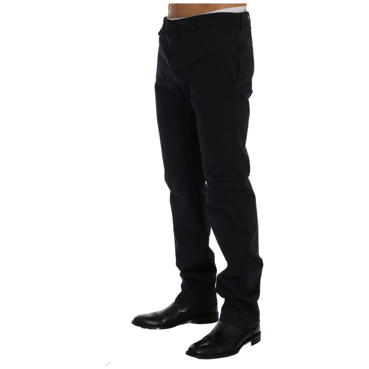 GF Ferre Sleek Blue Cotton Stretch Pants for Men