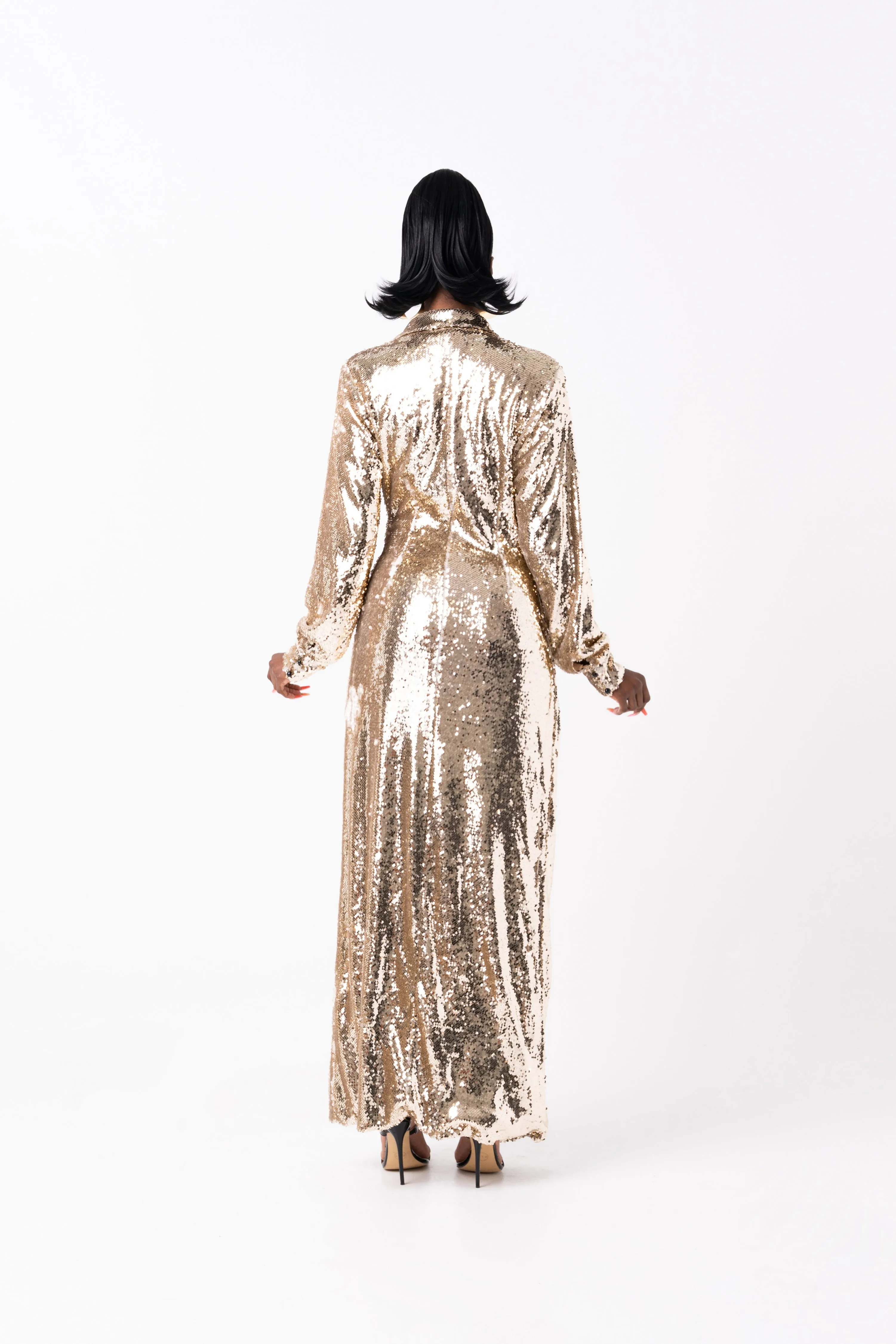 GOLD Sequin Wrap Dress