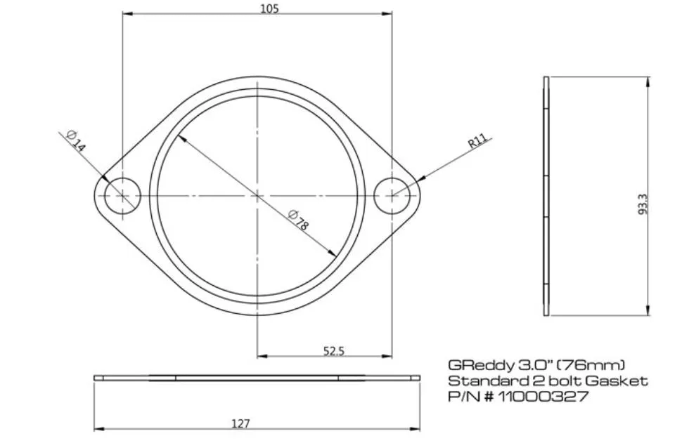 GReddy 3.0in Exhaust System Gasket (Round Bolt Holes) (gre11000327)