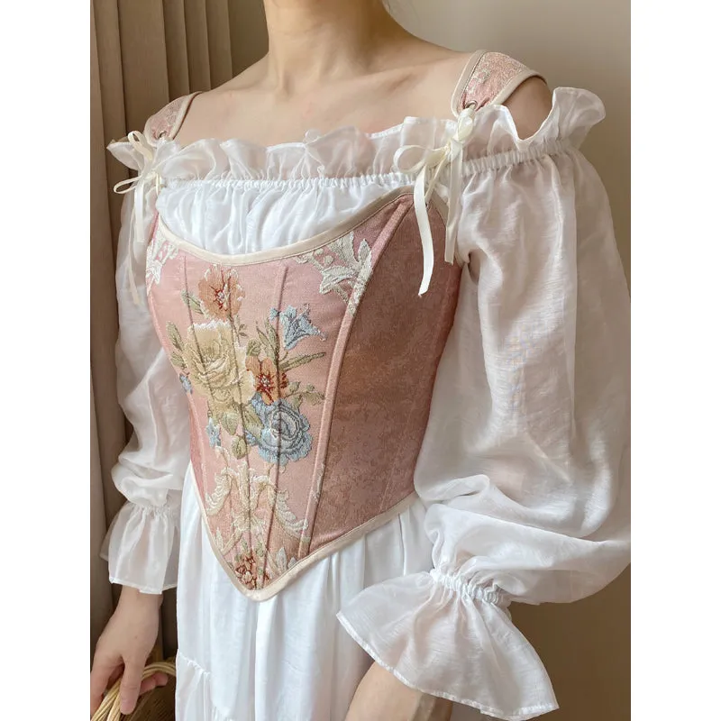 Handmade Royalcore Floral Jacquard Corset