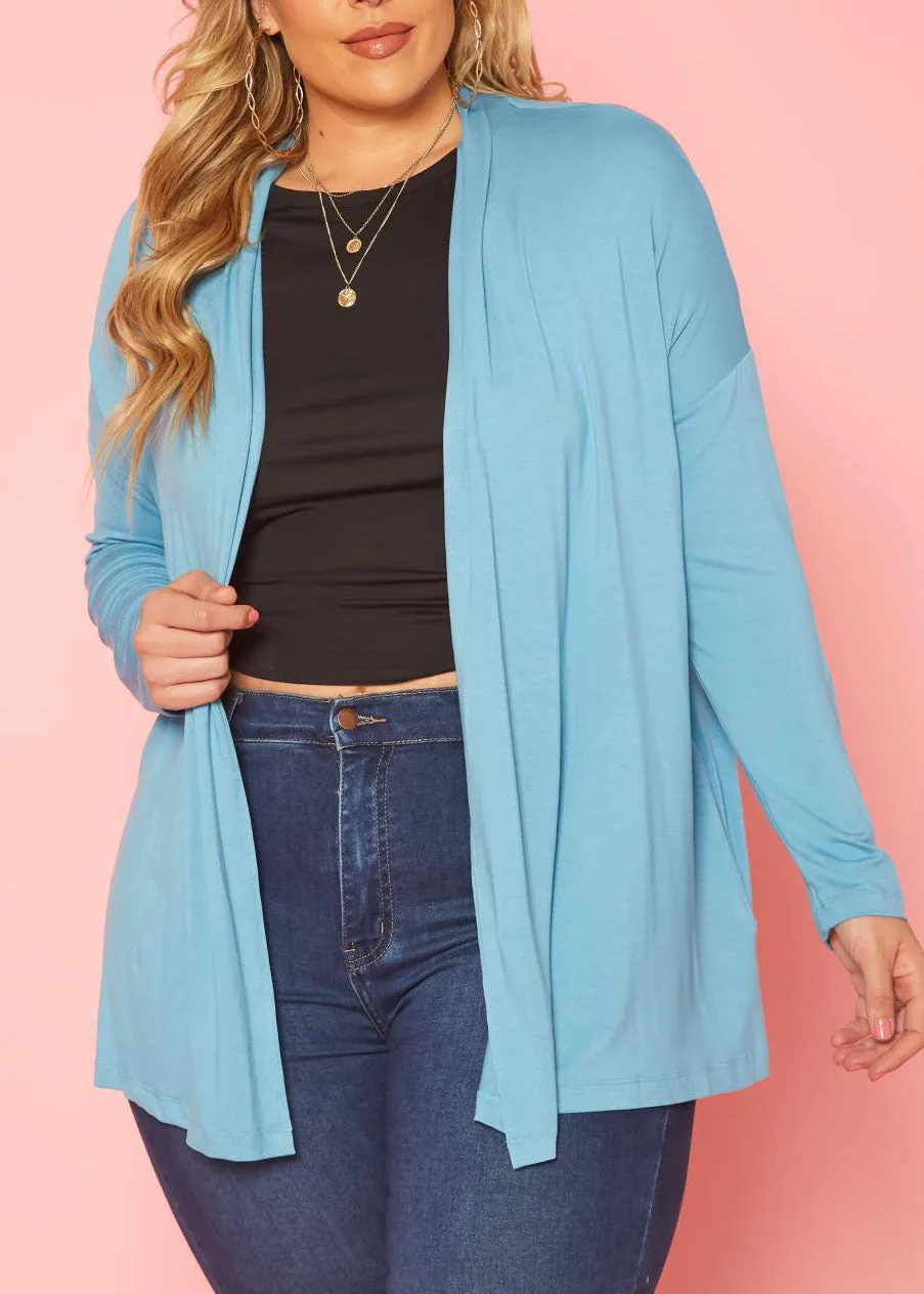 Hi Curvy Plus Size Women Open Front Casual Cardigan