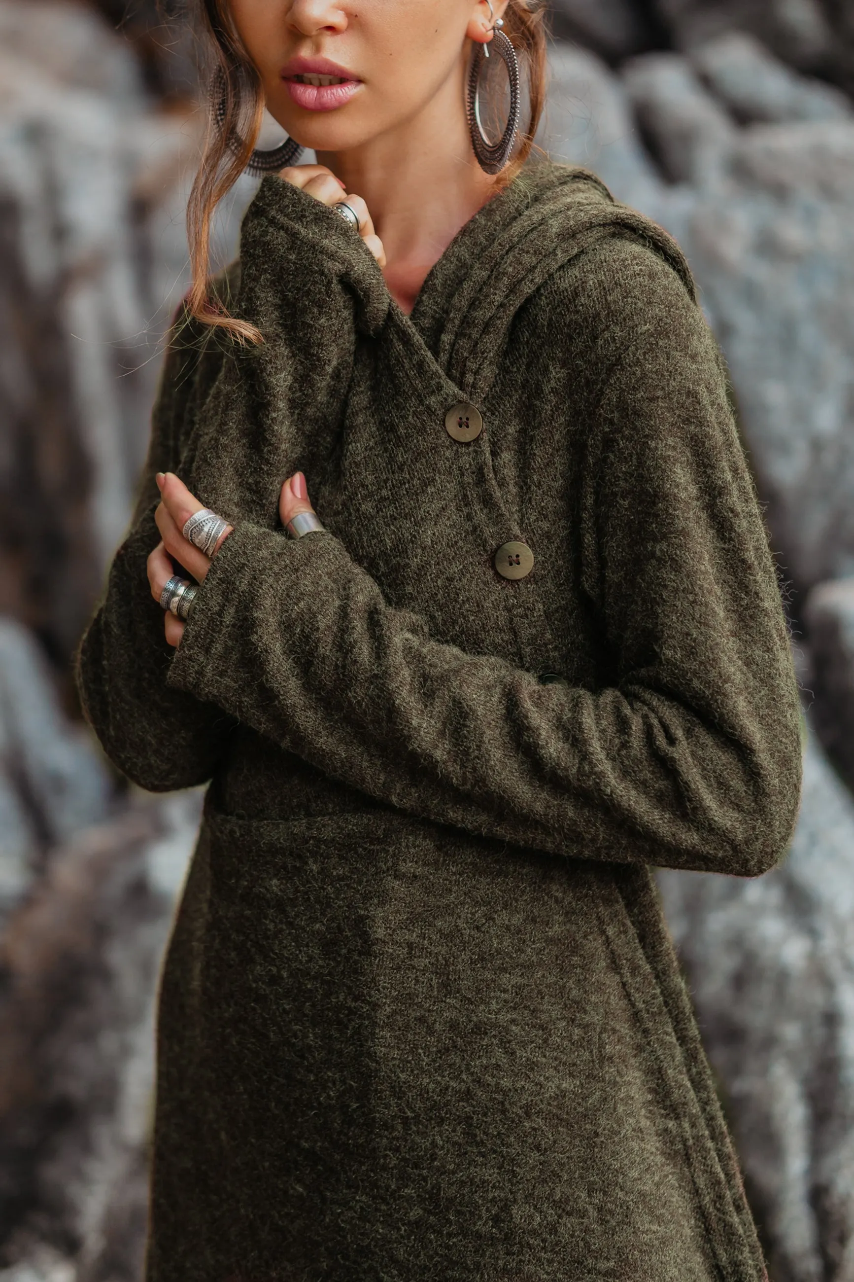 Hooded Sweater Amita Olive