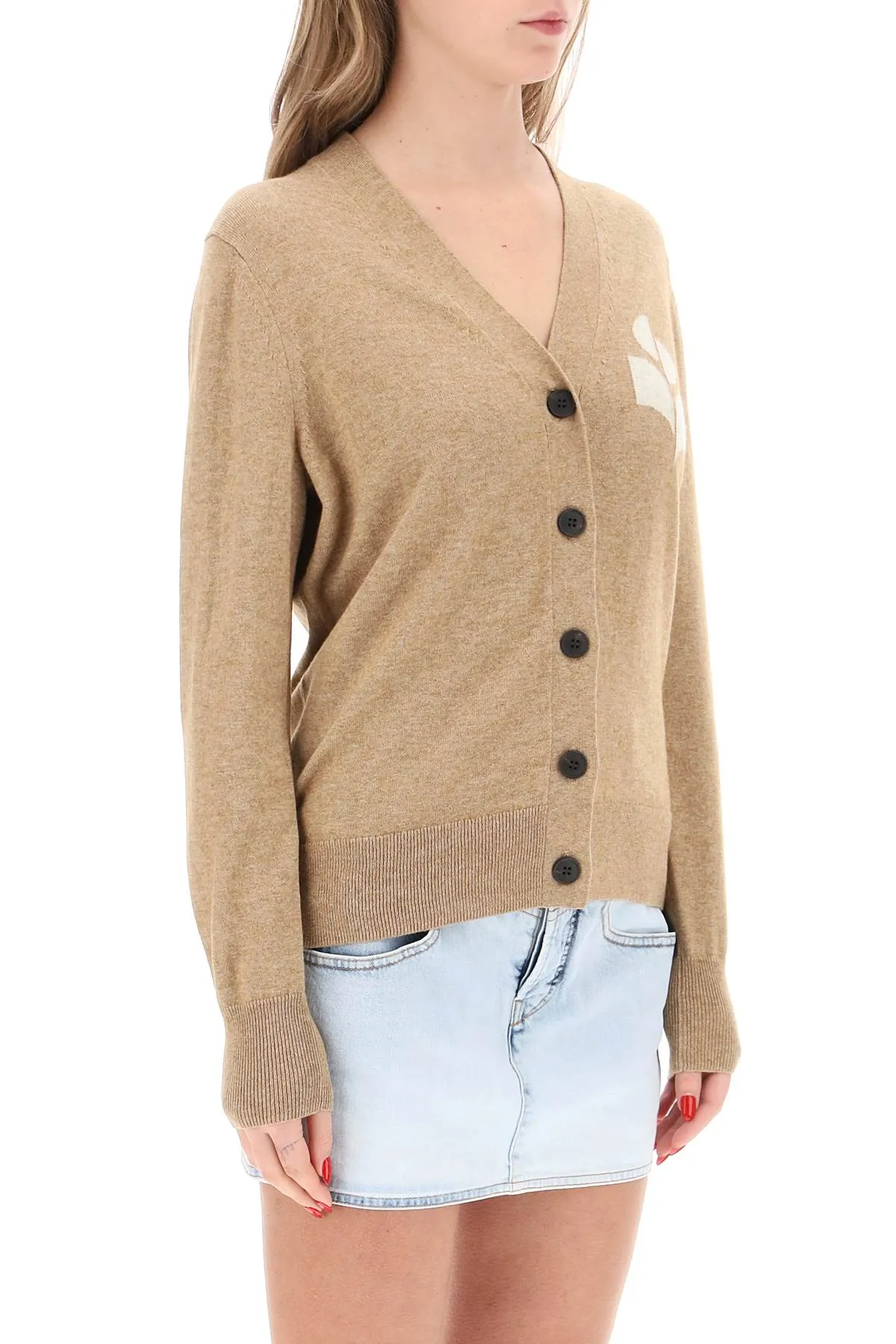 Isabel Marant Etoile Karin Cardigan With Logo Intarsia