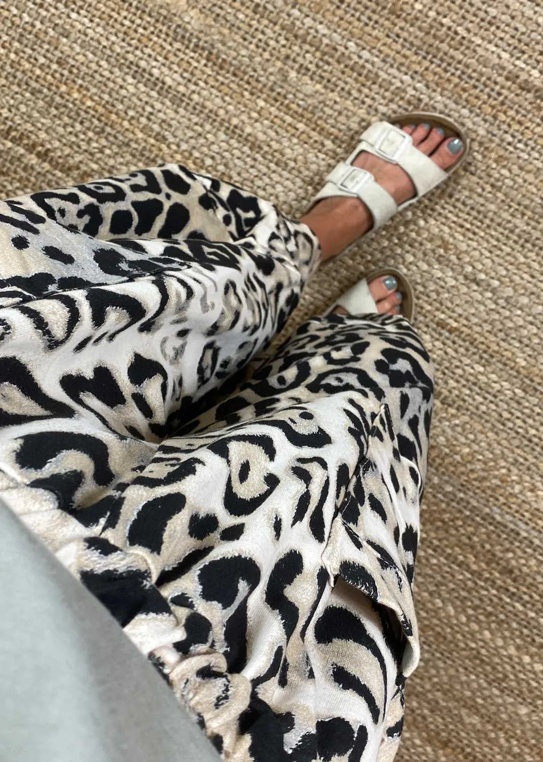 Jersey Pocket Cocoon Pants in Cheetah Print