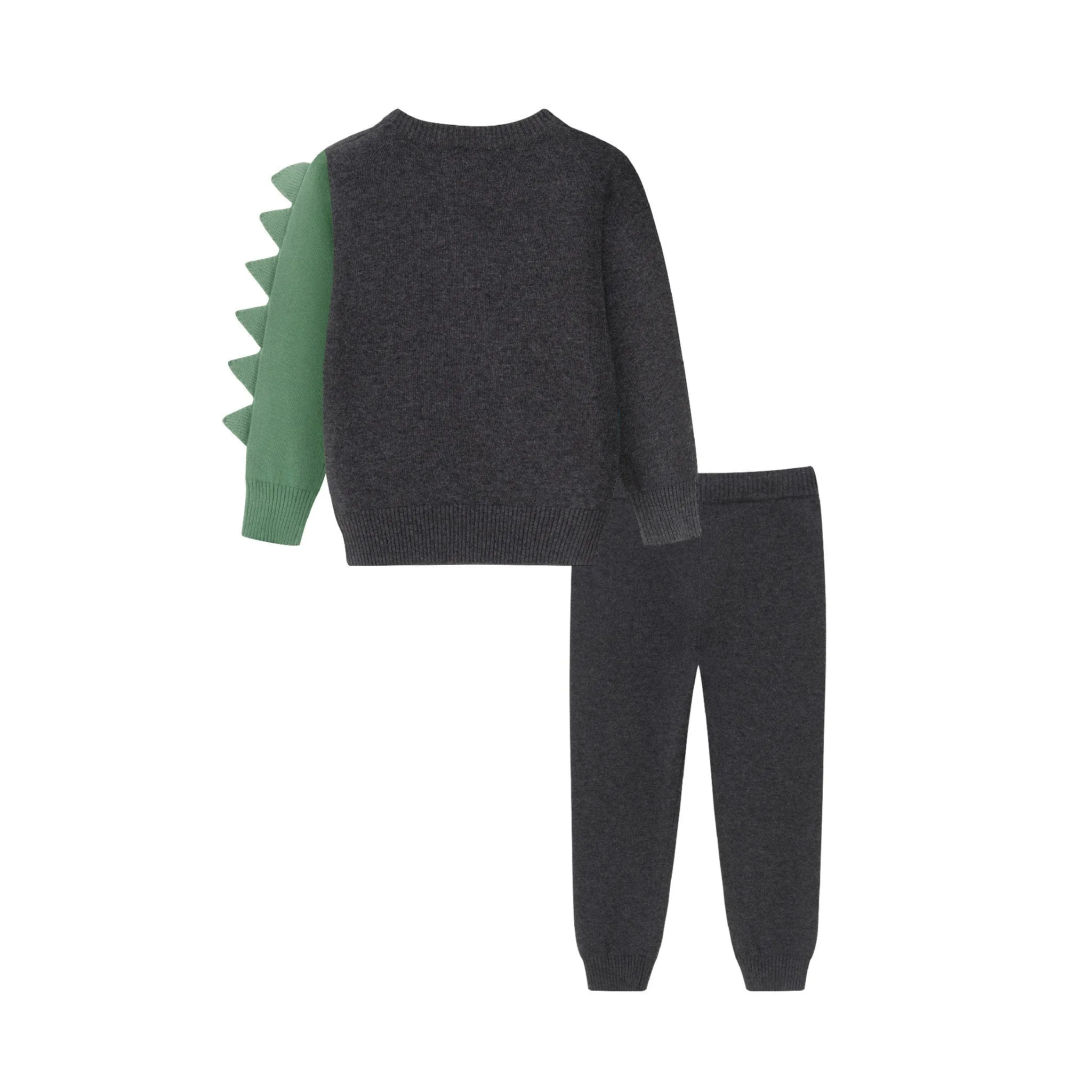 Kids (2-4) Sweater Set | Charcoal Dinosaur