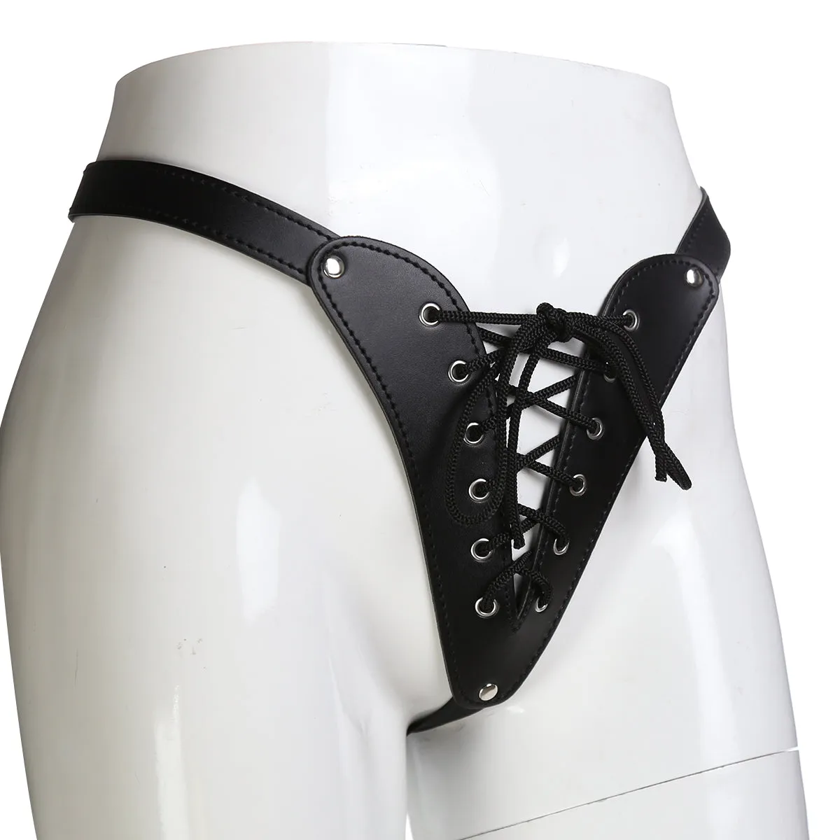 Kink LaceUp Chastity Thong  | Soft PU Leather | Fetish | Adjustable