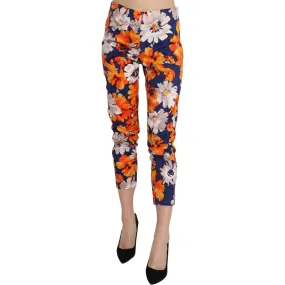 LANACAPRINA Floral Print Skinny Mid-Waist Pants