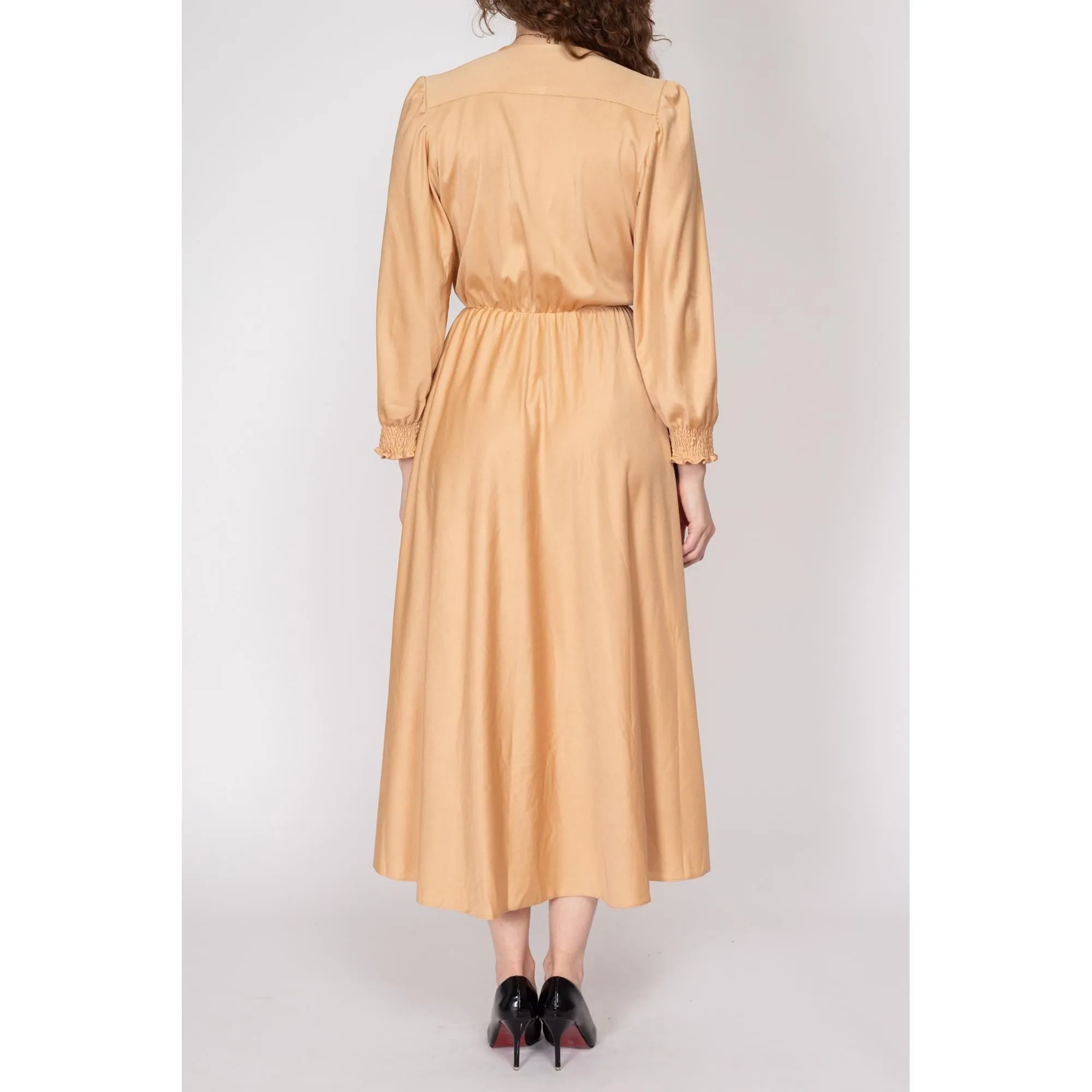 Large 70s Camel Maxi Wrap Lounge Dress