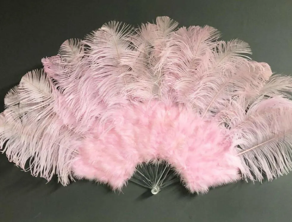 light pink Marabou Ostrich Feather fan 21"x 38"