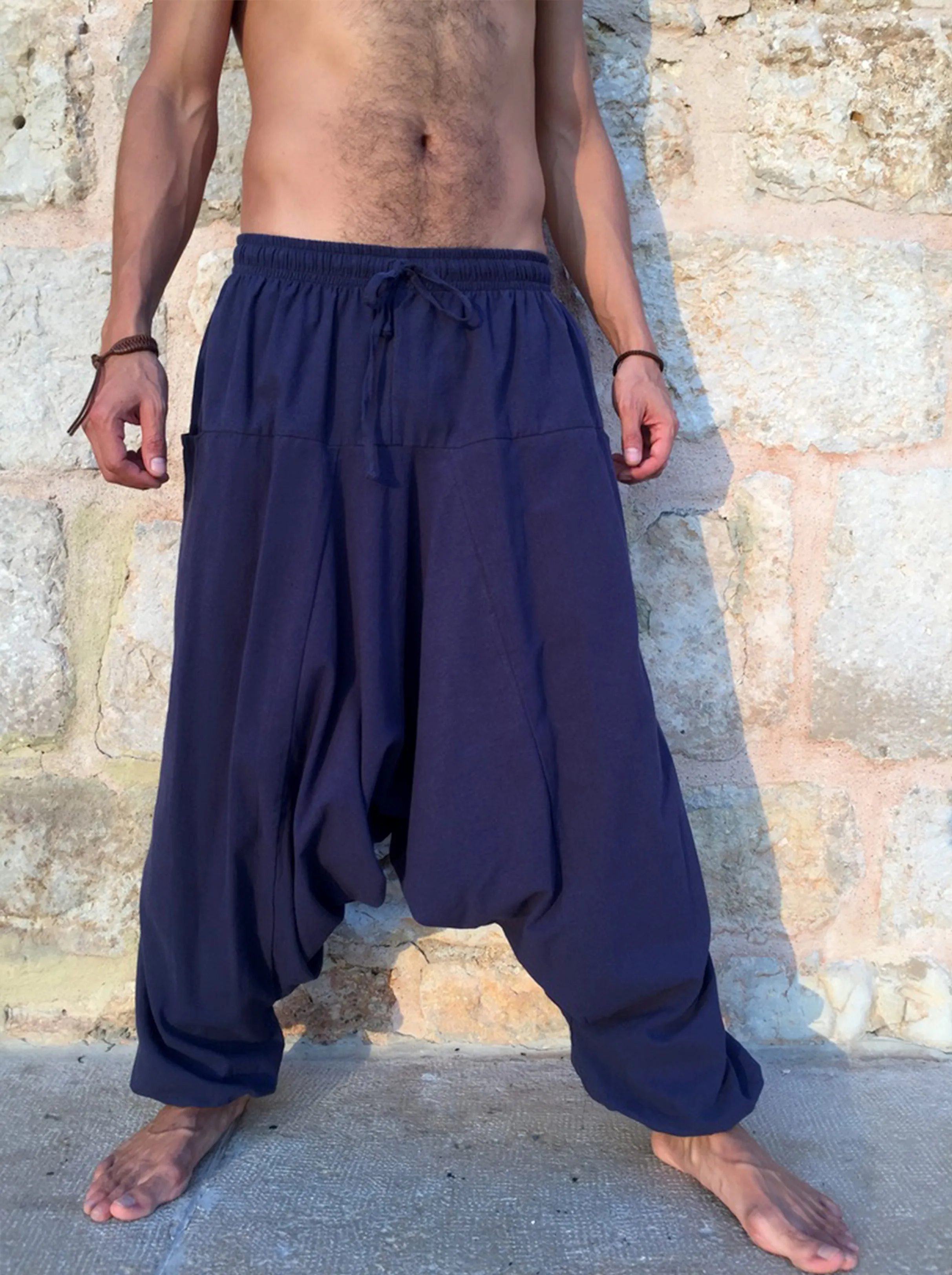 Loose Cotton Pants with Pockets Midnight Blue