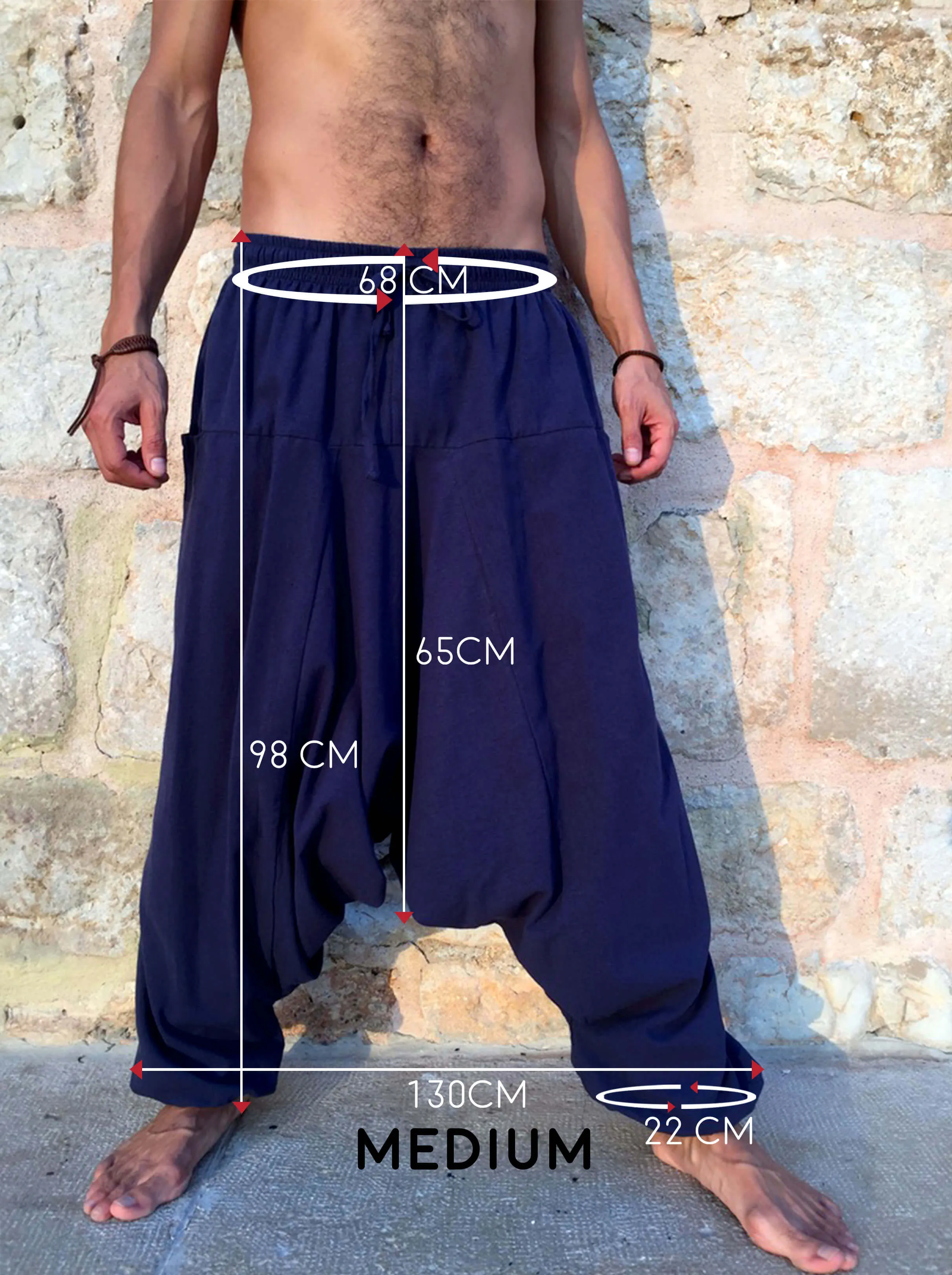 Loose Cotton Pants with Pockets Midnight Blue