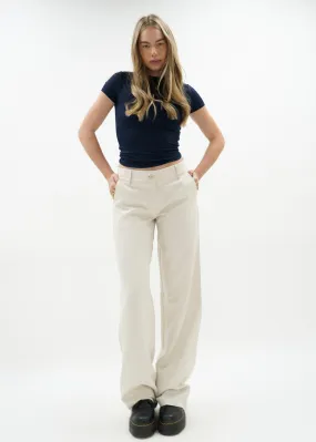 Low/mid waist straight leg pants casual crème (TALL)