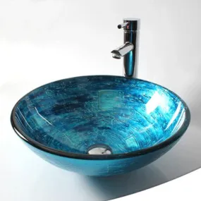 Luxury Vintage Bathroom Round Tempered Glass Sink