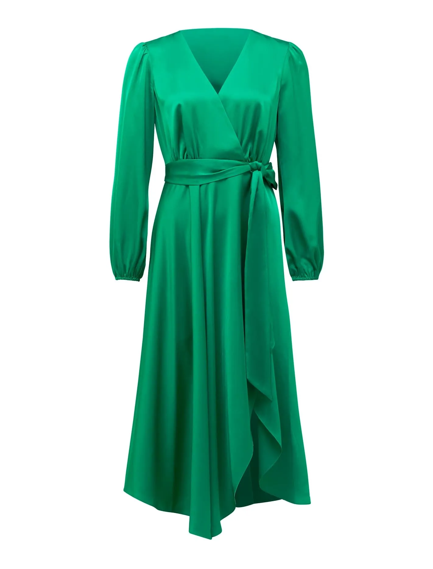 Marilyn Petite Satin Wrap Midi Dress